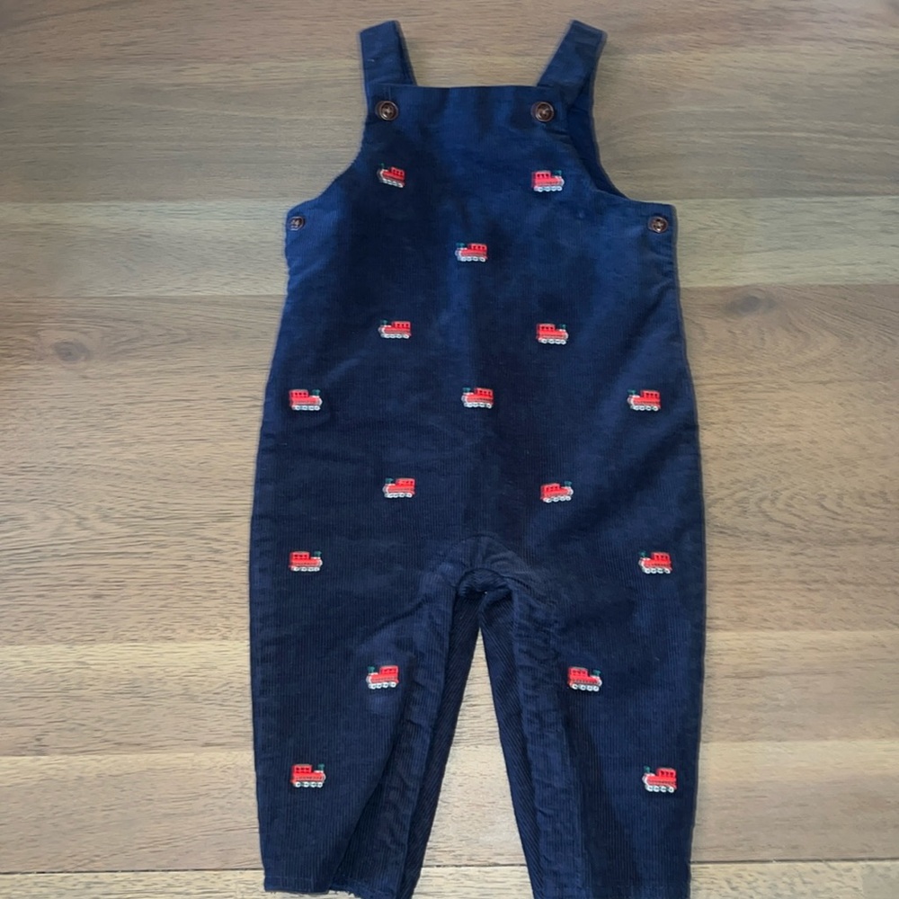 Janie and Jack Embroidered Train Corduroy Overalls 6-12 months